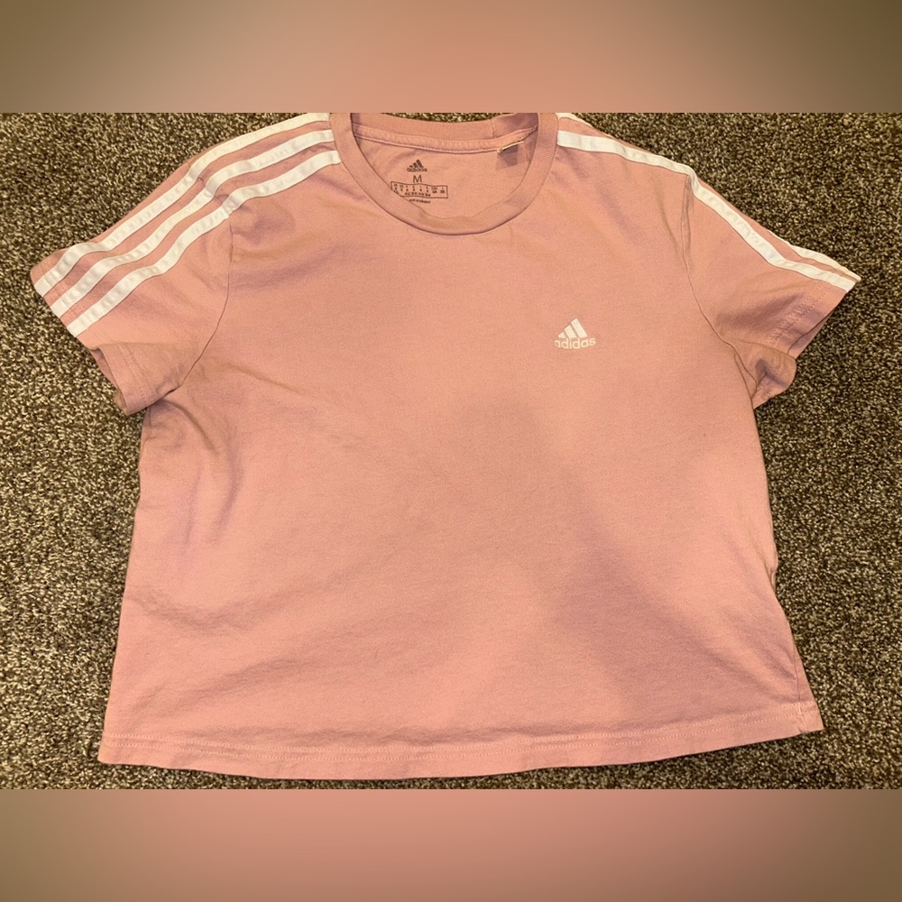 2 Adidas Light Pink Tee and White tee